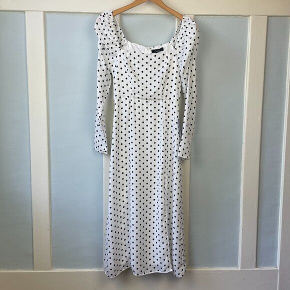 NWT Lulus Charmed and Classy Long Sleeve Polka Dot Dress - Picture 2 of 10